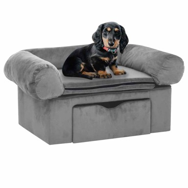 Sofa za pse s ladicom, 75 x 50 x 38 cm, plišana, krem