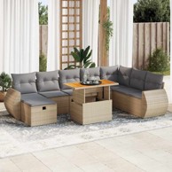 9-dijelni set vrtnih sofa s jastucima bež od poliratana bagrem