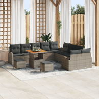 13-dijelni vrtni sofa set s jastučićima, poli ratan akacija, crni 