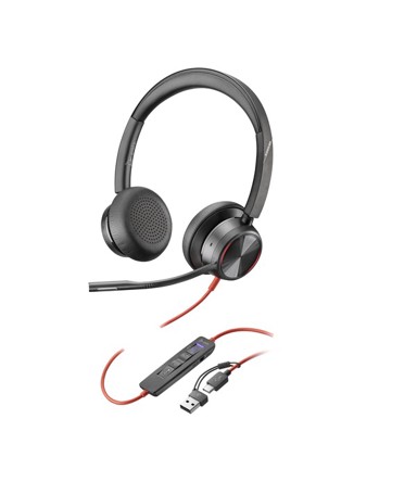 POLY Slušalice Blackwire 8225 Stereo, certificirane za Microsoft Teams, USB-C + USB-C/A adapter