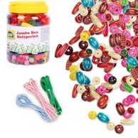 LENA Šarene drvene perle i konci u jumbo kutiji