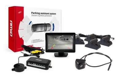 AMIO Parking senzori, 4 kom, crni, za kAMIOne, TFT01 4,3'' zaslon, buzzer, HD-310 kamera za rikverc