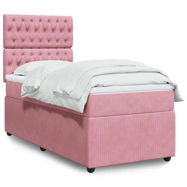 Box Spring krevet s madracem, ružičasti, 100x200 cm, baršun