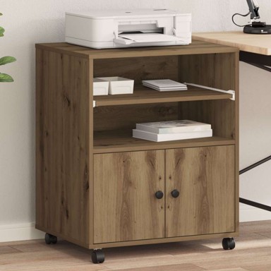 Stol za pisač s kotačima, 60x48x74 cm, artisan hrast