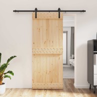 Klizna vrata 85x210 cm od masivne borovine, prirodna i crna