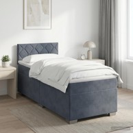 Boxspring krevet s madracem 90 x 190 cm od baršuna, tamnosivi