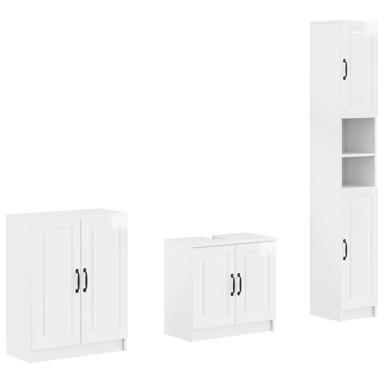 Set za kupaonicu Utrecht 3-dijelni, bijeli visoki sjaj