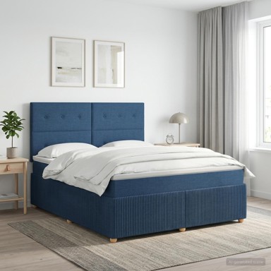 Boxspring krevet s madracem 180 x 200 cm tkanina, plavi