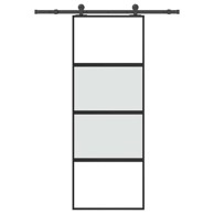 Klizna vrata s priborom od kaljenog stakla i aluminija mat i prozirna 76x205 cm