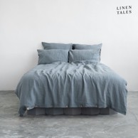 LINEN TALES Svijetloplava lanena produljena posteljina 200x220 cm za bračni krevet