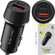 BLAVEC auto punjač BS-03B Carbon USB-A i USB-C QC 3.0 48 W, crni