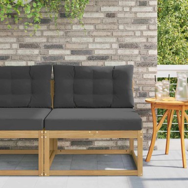 Srednja sofa za van, 3x srednja, akacija i tekstilen, bijela i svijetlosiva