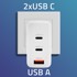 QOLTEC Punjač, zidni, 100W GaN, 2×USB-C PD + USB QC 3.0, bijeli