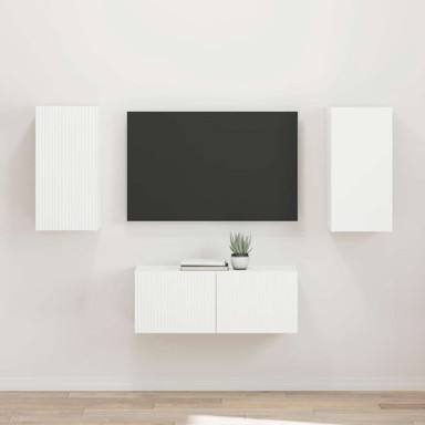 Set zidnih TV komoda 2 kom, konstruirano drvo, bijeli