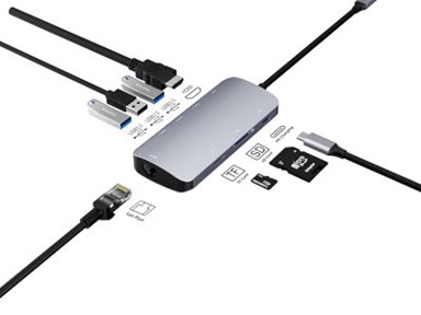 ASONIC USB hub N-UHC1001a USB-C, 3-portni USB 3.0, HDMI, čitač kartica
