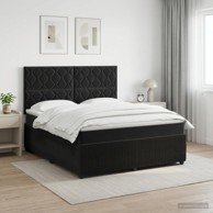 Boxspring krevet s madracem 140 x 200 cm baršun dizajn s rombovima, crni