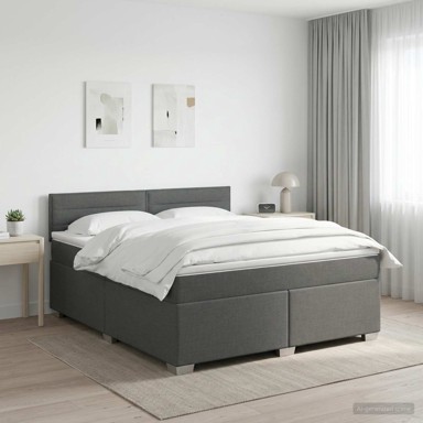 Boxspring krevet s madracem 180 x 200 cm, tkanina, tamnosivi