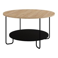 MARCKERIC Stolić za kavu Tonka promjer 80 cm s pločom u dekoru hrasta crni/prirodni