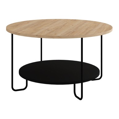 MARCKERIC Stolić za kavu Tonka promjer 80 cm s pločom u dekoru hrasta crni/prirodni
