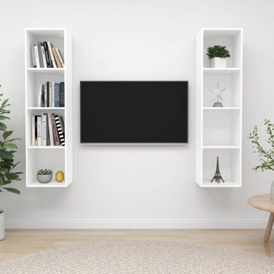 Zidni TV ormarići, 2 komada, bijeli od konstruiranog drva