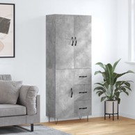Visoka komoda siva betona 69,5x34x180 cm od konstruiranog drva