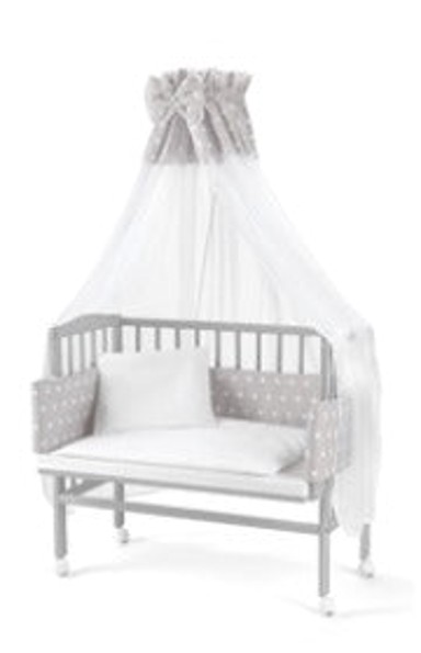 WALDIN Krevetić uz roditeljski krevet 2 u 1, s madracem, ogradicom i baldahinom