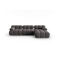 MICADONI HOME Tamno siva baršunasta sofa 285 cm Bellis, 285x155x70,05 cm