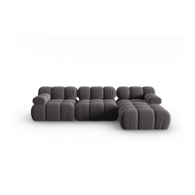 MICADONI HOME Tamno siva baršunasta sofa 285 cm Bellis, 285x155x70,05 cm