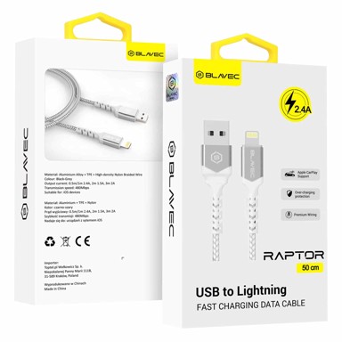BLAVEC USB kabel, Lightning, 2.4 A, 0.5 m