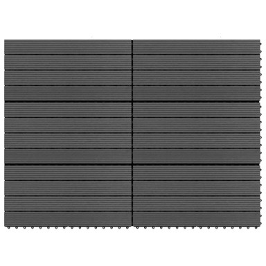 Podne pločice WPC 6 kom 60x30 cm 1,08 m², crne