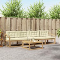 Set vanjskih sofa s jastukom, 4 pcs, bijela i krem