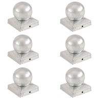 Poklopci za stupove, 6 kom, 91 x 91 mm, kuglasti, metalni