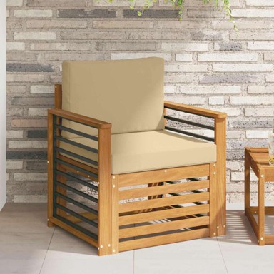 Set vanjskih sofa s jastukom, 71 x 63 x 73 cm, prirodna, bež jastuci, prikladno za stan