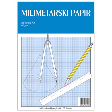 Teka-milimetarski blok, za tehničko crtanje, A4, 25 listova