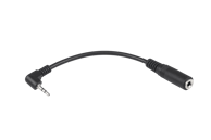 Kutni adapter 2,5 mm - 3,5 mm utičnica na kabelu, crni