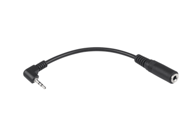 Kutni adapter 2,5 mm - 3,5 mm utičnica na kabelu, crni