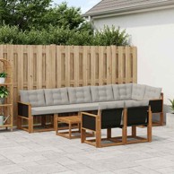 Set vanjskih sofa, 9-dijelni, s jastucima, prirodni i svjetlosivi