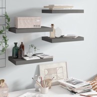 Plutajuće zidne police 4 kom sjajne sive 40 x 23 x 3,8 cm MDF