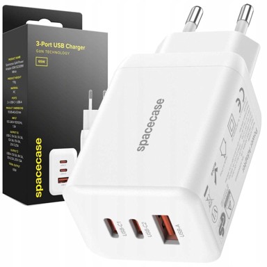 USB GaN punjač SC009W, 65 W, bijeli