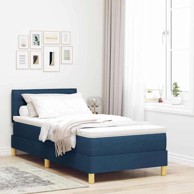Box Spring krevet s madracem i LED, tkanina, 100x200 cm, plavi