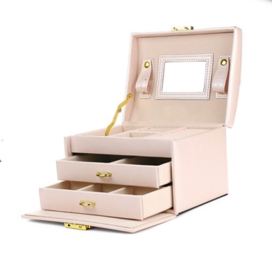 LIVEFY Kutija za nakit Luxe 3, ružičasta, eko koža, 17 x 13,7 x 12 cm