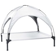 Povišeni krevet za pse s krovom L, srebrno siva