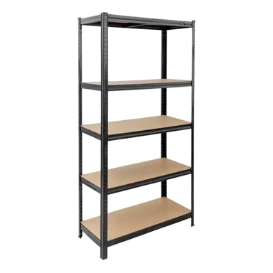 DEDRA Metalni skladišni regal 180 x 90 x 40 cm, 5 MDF polica, 175 kg po polici, crni