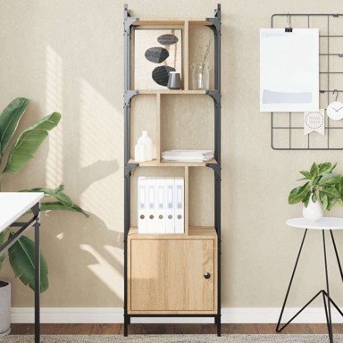 Regal za knjige s vratima 44.5 x 30 x 154.5 cm drvo, sonoma hrast