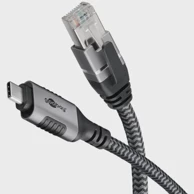 GOOBAY LAN adapter USB-C 3.2 Gen1 na RJ-45, Ethernet kabel, 5 m, crno/srebrna