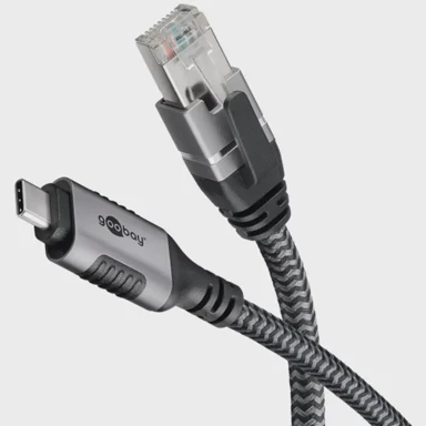 GOOBAY LAN adapter USB-C 3.2 Gen1 na RJ-45, Ethernet kabel, 5 m, crno/srebrna