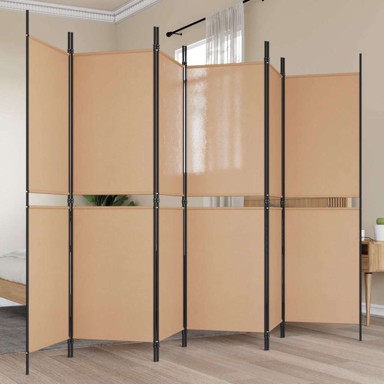 Razdjelnik prostora, 6 panela, 300 x 180 cm, tkanina, bež