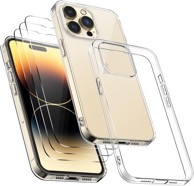 Maskica za Apple iPhone 14 Pro, silikonska, s 3x zaštitnim staklom, prozirna