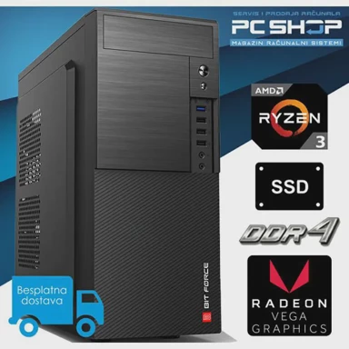 MAGAZINRS Stolno računalo Gaming / AMD Ryzen 3 3200G, 16GB, 500GB SSD, AMD Radeon Vega 8, bez OS-a