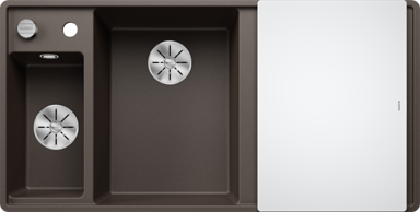 BLANCO Sudoper Axia III 6 S-F InFino, Silgranit, bazen lijevo, daska staklo, kava